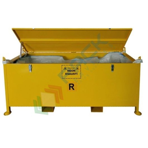 [FLUO-MG] Contenitore per la raccolta di tubi al neon esausti, in acciaio, capacità 1000 Lt, colore giallo RAL 1028