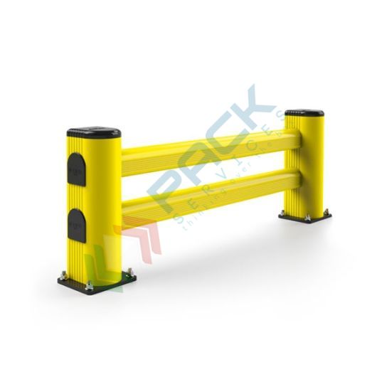 [GUAR2-110] Guardrail di protezione della testata dello scaffale a due traversi, Mis. 1100 L x 500 H mm, colore giallo RAL 1018