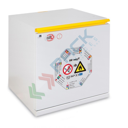 [INF90-5962DG] Armadio di sicurezza per infiammabili Type 90, modello sotto cappa e sottobanco, Mis. 595 L x 520 P x 620 H mm, anta apertura DX, colore grigio