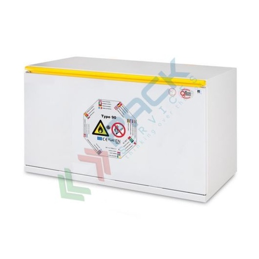 [INF90-10962CG] Armadio di sicurezza per infiammabili Type 90, modello sotto cappa e sottobanco, Mis. 1090 L x 520 P x 620 H mm, apertura a cassettone, colore grigio