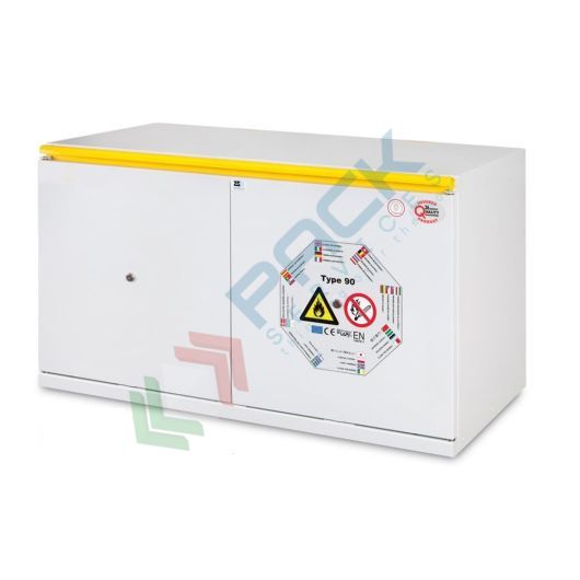 [INF90-10972PG] Armadio di sicurezza per infiammabili Type 90, modello sotto cappa e sottobanco, Mis. 1090 L x 520 P x 720 H mm, doppia anta, colore grigio