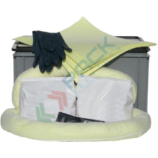 [KIT-ASP103] Kit di pronto intervento per acido solforico, portatile, capacità assorbimento/neutralizzazione 103 Lt, confezionato in cassetta in plastica