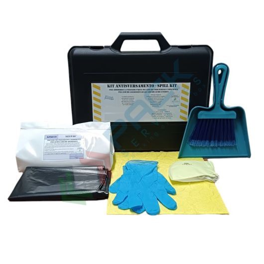 [KIT-CHP005] Kit di pronto intervento per prodotti chimici, portatile, capacità assorbimento 5 Lt, confezionato in valigia in polipropilene (PP)