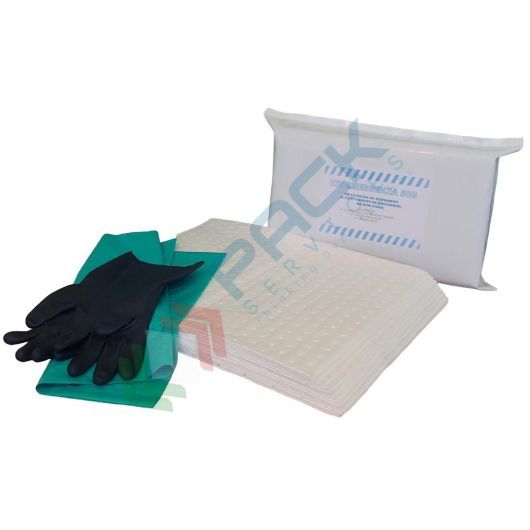 [KIT-OLP015/P] Kit di pronto intervento per oli ed idrocarburi, portatile, capacità assorbimento 15 Lt, confezionato in busta in PLT compatta per piccoli sversamenti