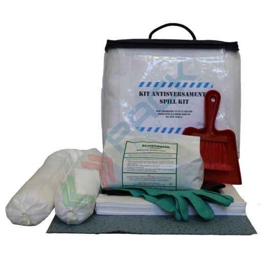 [KIT-OLP016] Kit di pronto intervento per oli ed idrocarburi, portatile, capacità assorbimento 15 Lt, confezionato in borsa con maniglia e cerniera