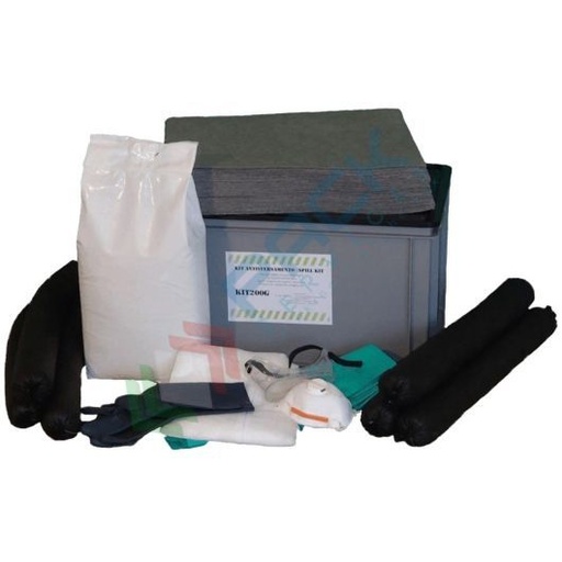[KIT-UNC065] Kit di pronto intervento universale, portatile, capacità assorbimento 65 Lt, confezionato in cassetta in polietilene con coperchio a slitta