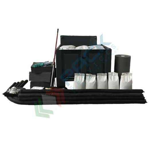 Kit di pronto intervento universale, carrellato, capacità assorbimento 755 Lt, confezionato in cassa pallet con coperchio