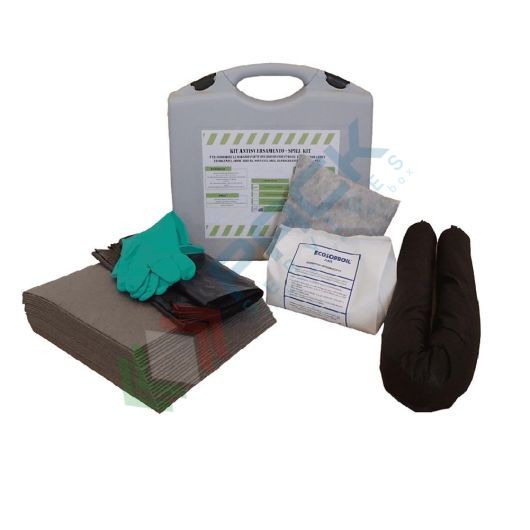 [KIT-UNP019] Kit di pronto intervento universale, portatile, capacità assorbimento 19 Lt, confezionato in valigetta in polipropilene robusta e resistente agli urti