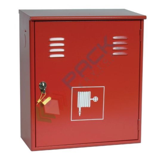 [MAN70A] Cassetta per idrante UNI70, Mis. 550 L x 265 P x 640 H mm, chiusura sigillabile o luchettabile in zama, colore rosso RAL 3000