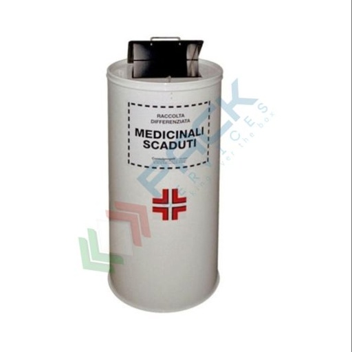 [MED-C100] Contenitore per medicinali scaduti e rifiuti sanitari, cilindrico, capacità 100 Lt, Mis. Ø 400 x 800 H mm, colore bianco