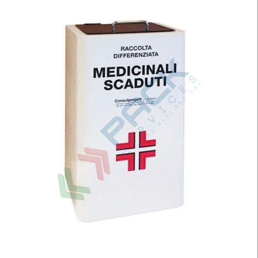 [MED-R030P] Contenitore per medicinali scaduti e rifiuti sanitari, rettangolare, capacità 30 Lt, Mis. 250 L x 300 P x 500 H mm, apertura posteriore