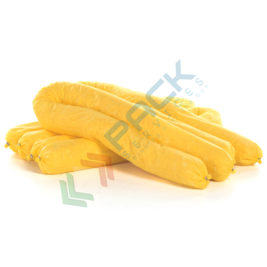 [MN-CH8300] Manicotti assorbenti per chimici, Mis. Ø 8 cm x 3 mt, capacità assorbimento per salsicciotto 11 Lt - totale 90 Lt, conf. 8 pz