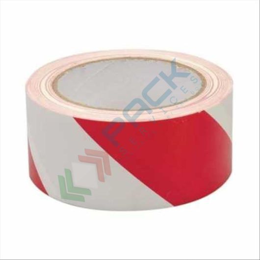 [NST02-7BR] Nastro adesivo per segnaletica a pavimento, in gomma, con film protettivo, Mis. 75 mm x 30 mt, colore bianco/rosso