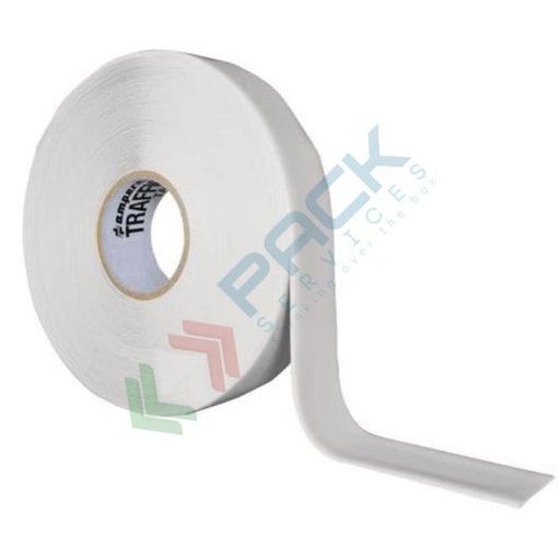 [NST03-BIA] Nastro adesivo per segnaletica a pavimento, in gomma ad alta resistenza, Mis. 50 mm x 30 mt, colore bianco