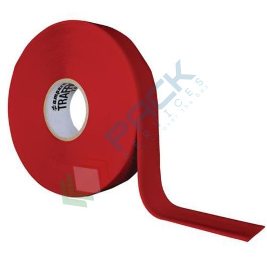 [NST03-ROS] Nastro adesivo per segnaletica a pavimento, in gomma ad alta resistenza, Mis. 50 mm x 30 mt, colore rosso