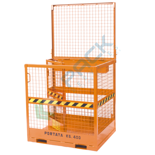 Contenitore in rete per manutenzione aerea, Mis. 1100 L x 900 P x 1100 H mm, portata 400 Kg, colore arancione RAL 2001