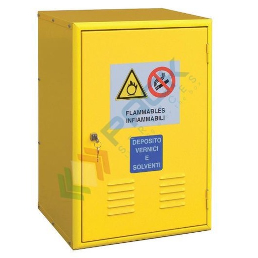 [PACK3010] Armadio di sicurezza per lo stoccaggio e contenimento di prodotti infiammabili, 1 anta cieca, Mis. 415 L x 300 P x 600 H mm, colore giallo