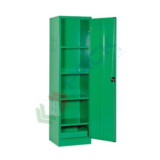 [PACK3054] Armadio fitofarmaci, fitosanitari e pesticidi, Mis. 580 L x 460 P x 1800 H mm, 1 anta cieca, 4 ripiani, verde RAL 6018