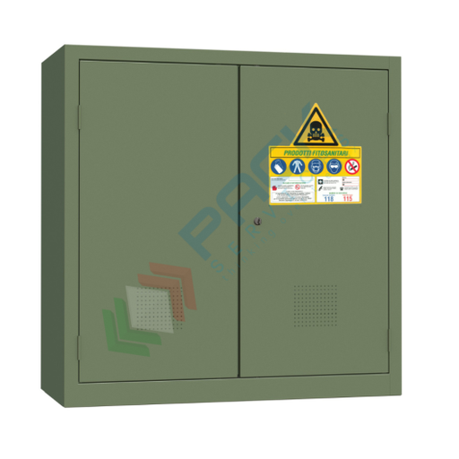 [PACK3056] Armadio fitofarmaci, fitosanitari e pesticidi, Mis. 1000 L x 450 P x 1000 H mm, 2 ante cieche, 2 ripiani, verde RAL 6011