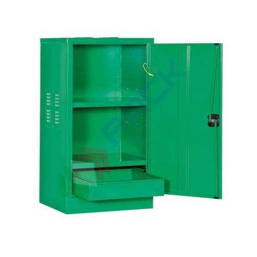 [PACK3058] Armadio fitofarmaci, fitosanitari e pesticidi, mis. 580 L x 460 P x 1000 H mm, 1 anta cieca, 2 ripiani, verde RAL 6018