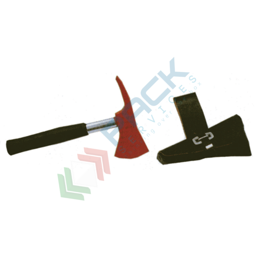 [PIZ01] Piccozzino Vigili del Fuoco in acciaio con impugnatura in gomma e custodia in cuoio