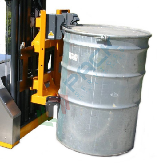 [PNZM011] Pinza monofusto a doppio gancio di presa TWIN applicabile alla piastra Fem del carrello elevatore, in acciaio verniciato, Mis. 311 L x 595 P x 848 H mm, ideale per fusti in metallo molto pesanti