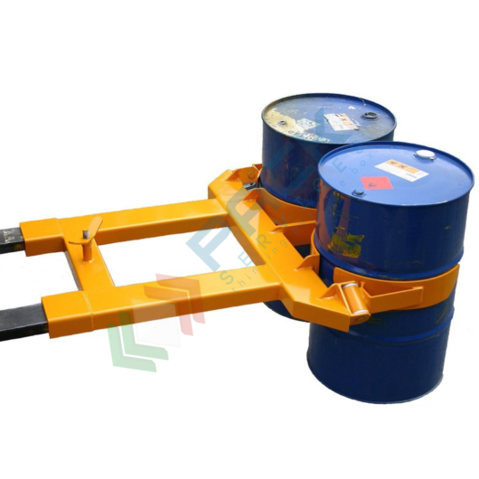 Pinza bifusto inforcabile per la presa centrale, in acciaio verniciato, Mis. 1520 L x 1300 P x 210 H mm, ideale per fusti in metallo