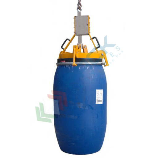 [PNZM021] Pinza monofusto da applicare alla catena di un paranco, in acciaio verniciato, Mis. Ø 760/820 x 611 H mm, ideale per fusti in metallo e plastica