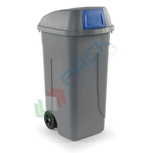 [PR100PUSH-GRCBLB] Bidone spazzatura per la raccolta differenziata rifiuti, capacità 100 Lt, con coperchio basculante, colore grigio-blu