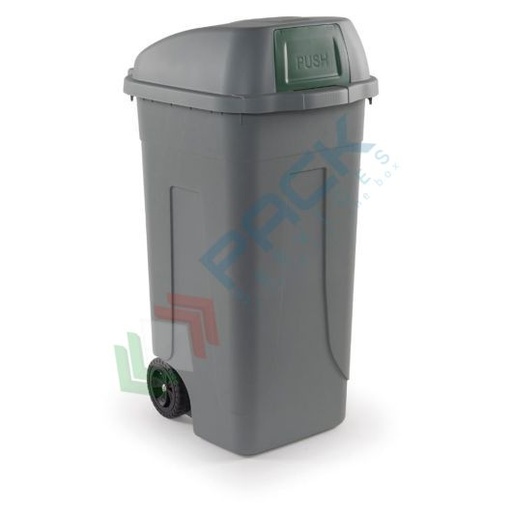 [PR100PUSH-GRCVES] Bidone spazzatura per la raccolta differenziata rifiuti, capacità 100 Lt, con coperchio basculante, colore grigio-verde