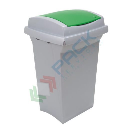 [PTTC-VER] Pattumiera per la raccolta differenziata rifiuti, capacità 50 Lt, coperchio con cerniera, colore grigio/verde