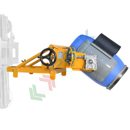 Girafusti manuale frontale, in acciaio verniciato, inforcabile a diametro variabile, Mis. 1875 L x 1300 P x 650 H mm, ideale per fusti in metallo e plastica