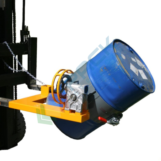 Girafusti manuale frontale a diametro fisso, in acciaio verniciato, inforcabile, Mis. 950 L x 1100 P x 450 H mm, ideale per fusti in metallo