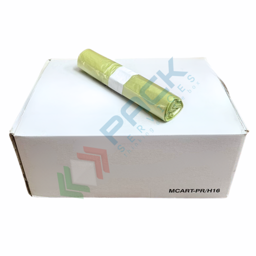 [SAC5060-GIA(40)] Scatola da 40 rotoli da 25 sacchetti per spazzatura, Mis. 50 x 60 cm, spess. 16 my, 27 Lt, 22,5 gr. ideali per bidoni raccolta differenziata, colore giallo