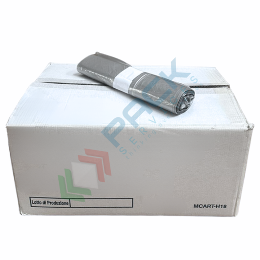 [SAC5060-GRI(40)] Scatola da 40 rotoli da 25 sacchetti per spazzatura, Mis. 50 x 60 cm, spess. 16 my, 27 Lt, 22,5 gr. ideali per bidoni raccolta differenziata, colore grigio