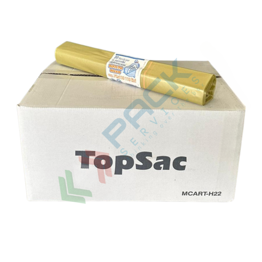 [SAC70110-GIA(30)] Scatola 30 rotoli da 10 sacchetti per spazzatura, Mis. 70 x 110 cm, spess. 30 my, 110 Lt, 42 gr. ideali per bidoni raccolta differenziata, colore giallo