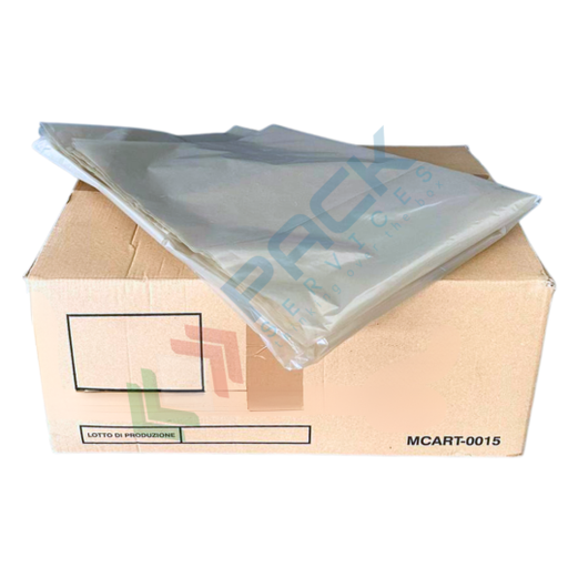 [SAC135120-TRA] Scatola da 100 sacchetti per spazzatura, Mis. 135 x 120 cm, spess. 45 my, 240 Lt, 135 gr. ideali per bidoni raccolta differenziata, colore neutro