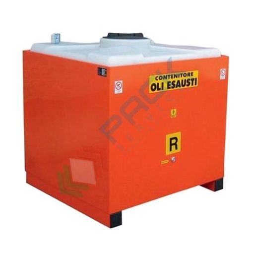 [STO-SC0300] Stazione di stoccaggio per oli esausti, in acciaio, senza coperchio, capacità 300 Lt, base di appoggio 4 piedi