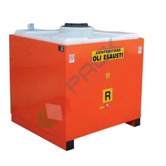[STO-SC0500] Stazione di stoccaggio per oli esausti, in acciaio, senza coperchio, capacità 500 Lt, base di appoggio 4 piedi