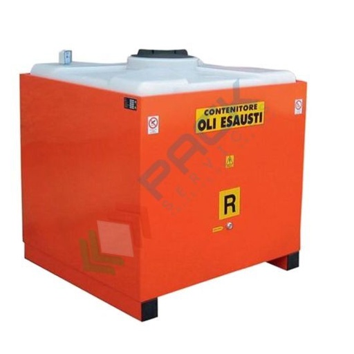 [STO-SC0500] Stazione di stoccaggio per oli esausti, in acciaio, senza coperchio, capacità 500 Lt, base di appoggio 4 piedi