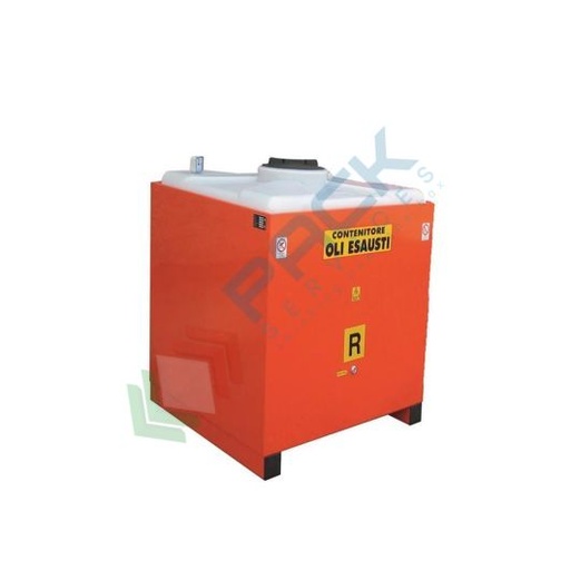[STO-SC1000] Stazione di stoccaggio per oli esausti, in acciaio, senza coperchio, capacità 1000 Lt, base di appoggio 4 piedi