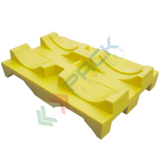[SUP-F2P] Supporto sovrapponibile orizzontale in plastica (PE), ideale per 2 fusti olio 200 Lt, colore giallo