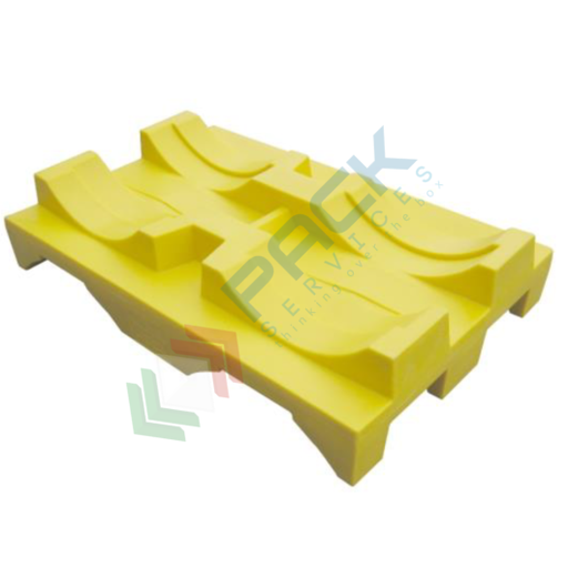 [SUP-F2P] Supporto sovrapponibile orizzontale in plastica (PE), ideale per 2 fusti olio 200 Lt, colore giallo