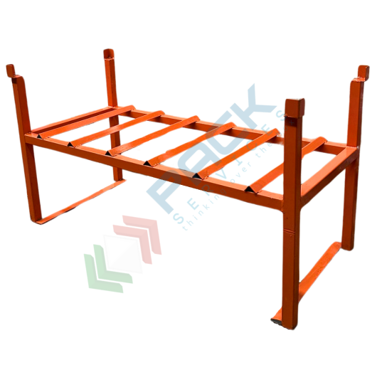 [SUP-F3A/60] Supporto sovrapponibile orizzontale in acciaio, ideale per 3 fusti olio 60 Lt, colore arancione RAL 2004