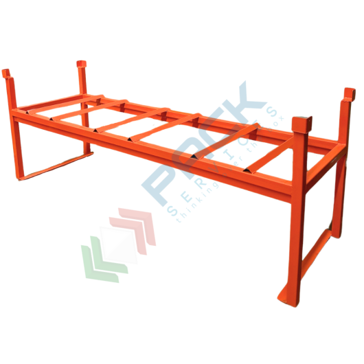[SUP-F3A] Supporto sovrapponibile orizzontale in acciaio, ideale per 3 fusti olio 200 Lt, colore arancione RAL 2004