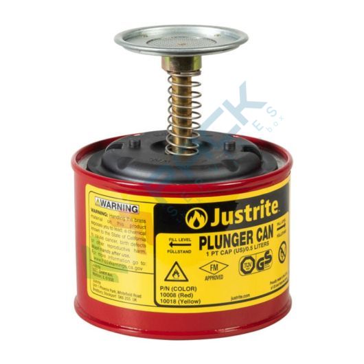 [TAN-S0R] Tanica di sicurezza con stantuffo, capacità 0,5 Lt, per erogazione sicura di liquidi infiammabili, colore rosso