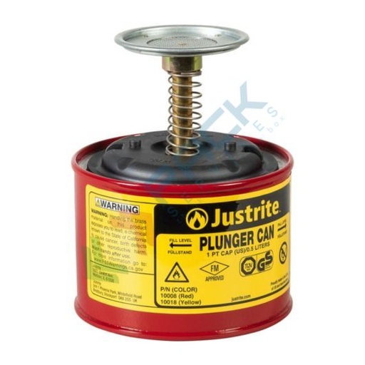 [TAN-S0R] Tanica di sicurezza con stantuffo, capacità 0,5 Lt, per erogazione sicura di liquidi infiammabili, colore rosso