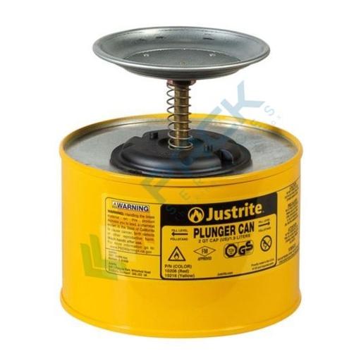 [TAN-S2G] Tanica di sicurezza con stantuffo, capacità 2 Lt, per erogazione sicura di liquidi infiammabili, colore giallo