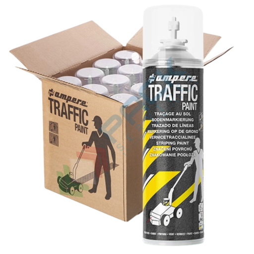 [TRAFP-9016] Vernice traccialinee spray Traffic Paint®, contenuto 650 ml, conf. da 12 bombolette, colore bianco RAL 9016