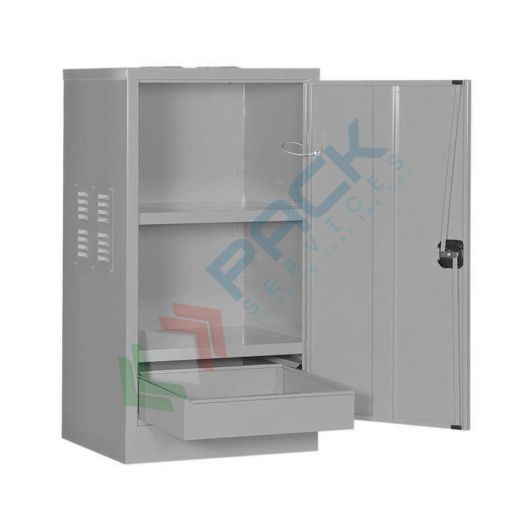 Armadio di sicurezza per lo stoccaggio di sostanze chimiche, acide e corrosive, Mis. 580 L x 460 P x 1000 H mm, 1 ante cieca, 2 ripiani